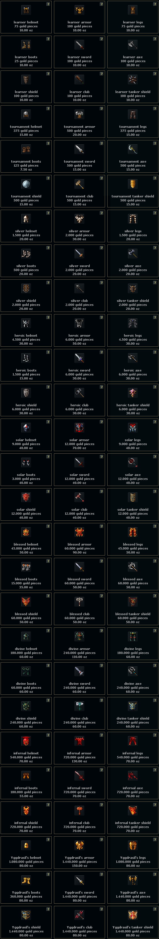 Warrior weapons